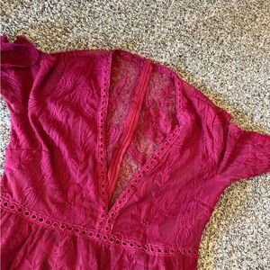 Fashion Nova Raspberry Lace Romper